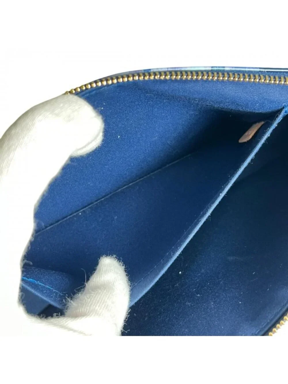 Louis Vuitton Monogram Vernis Accessoires Ikat Flower Shoulder Bag Blue Gold